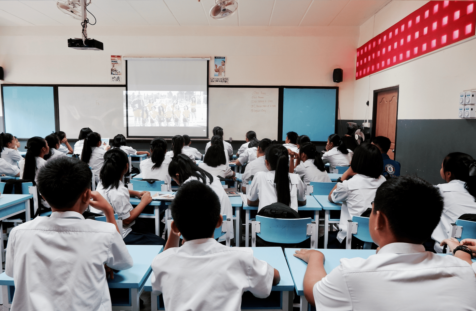 Students learning in class