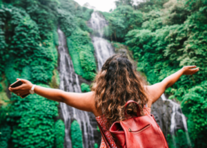 thailand woman waterfall